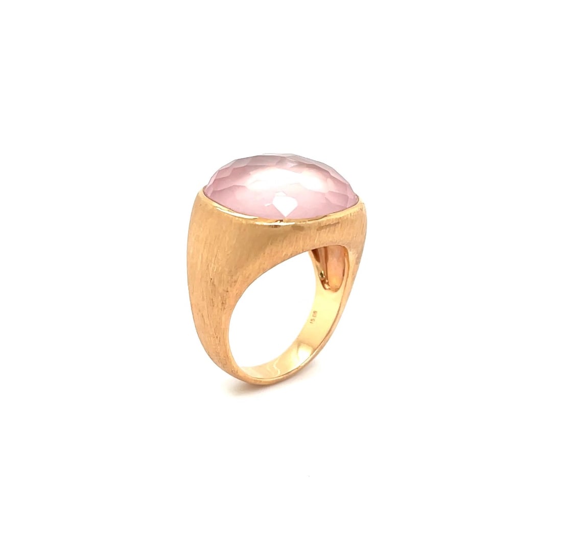 Alan Friedman 18k Yellow Gold & Pink Quartz Ring: Alan Friedman 18k Yellow Gold & Pink Quartz Ring. 12.4g