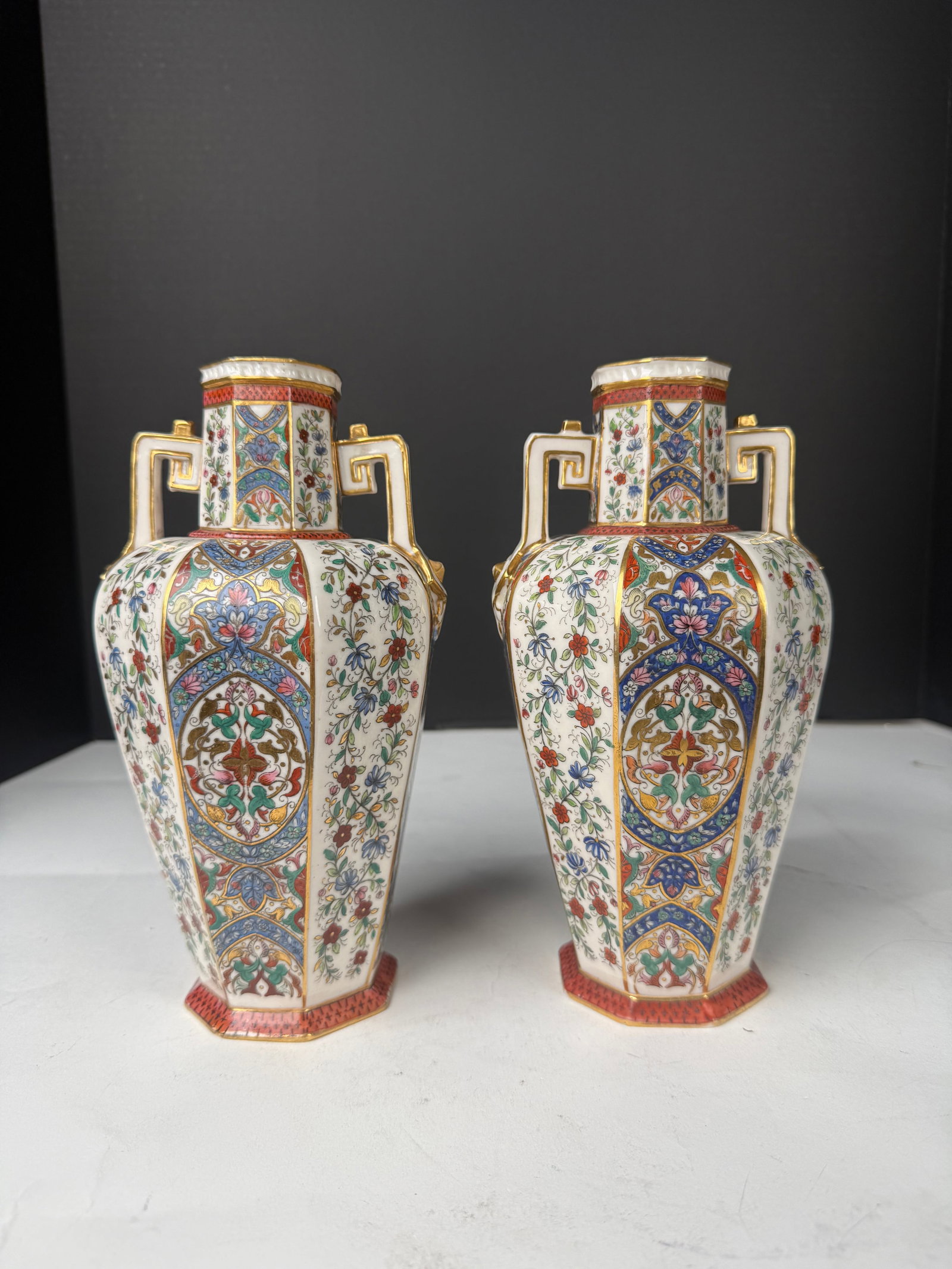 Pair Of Royal Crown Derby Hand Painted Vases (1 of 6)