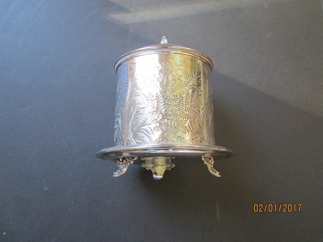 English silver plate biscuit or cracker box (1 of 2)