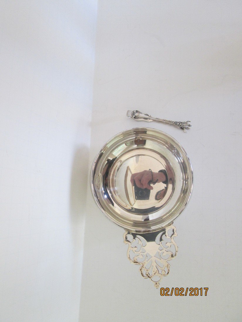 Sterling porringer and sugar tongs (1 of 1)