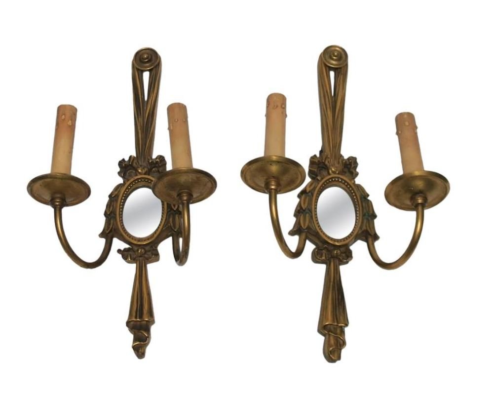Vintage Pair of Brass and Mirror Sconces (1 of 5)