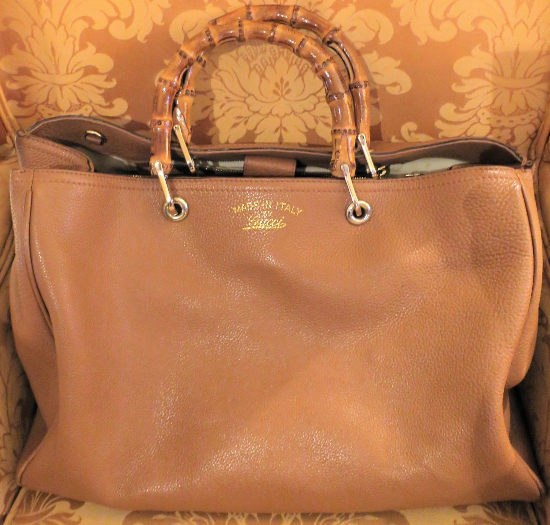 GUCCI Bag Bamboo Shopper Tote Beige Leather Large (1 of 11)