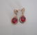 Jewelry Pink Gold Earrings with Rudy-like Stones