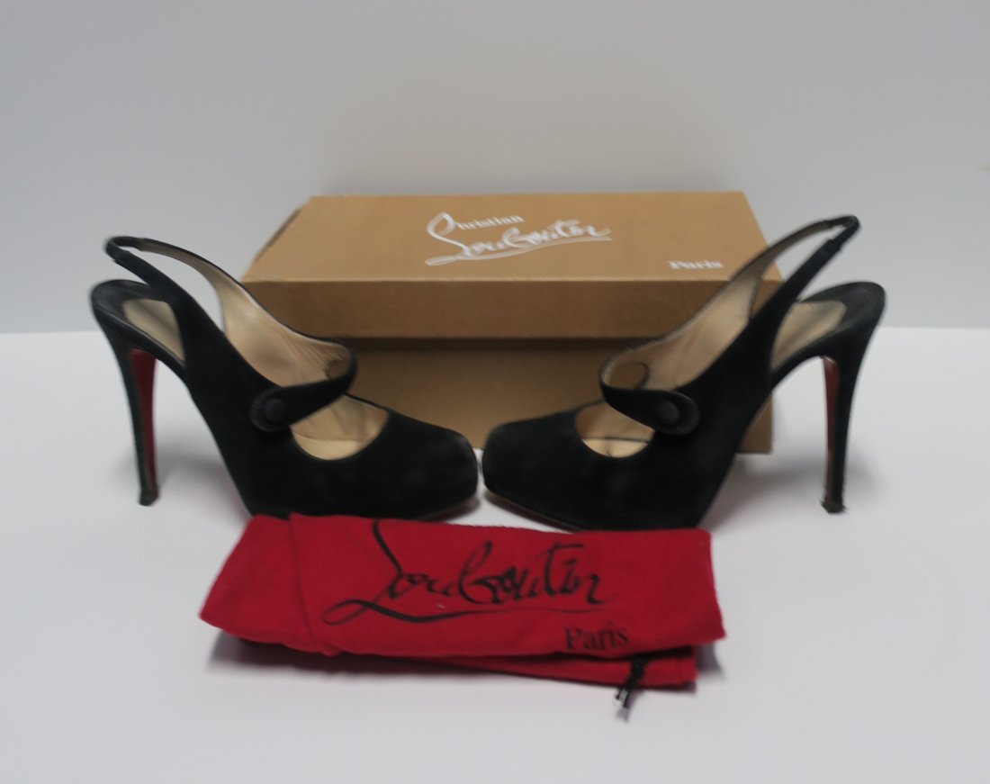 Christian Louboutin Black Suede Leather Pumps - 39/9 (1 of 4)