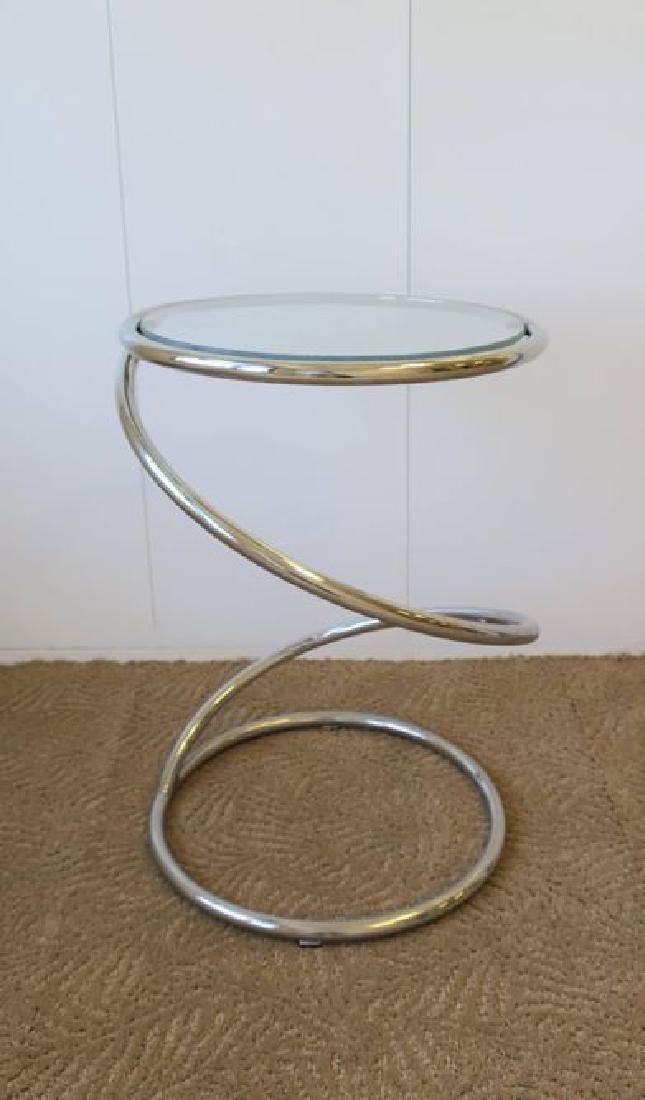 Modern Round Chrome Twist Side Table (1 of 4)
