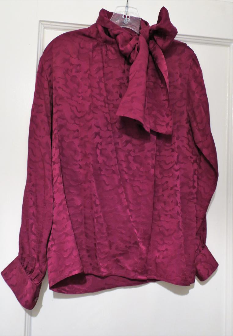 Yves Saint Laurent YSL OX Blood Pussy Bow Blouse (1 of 5)