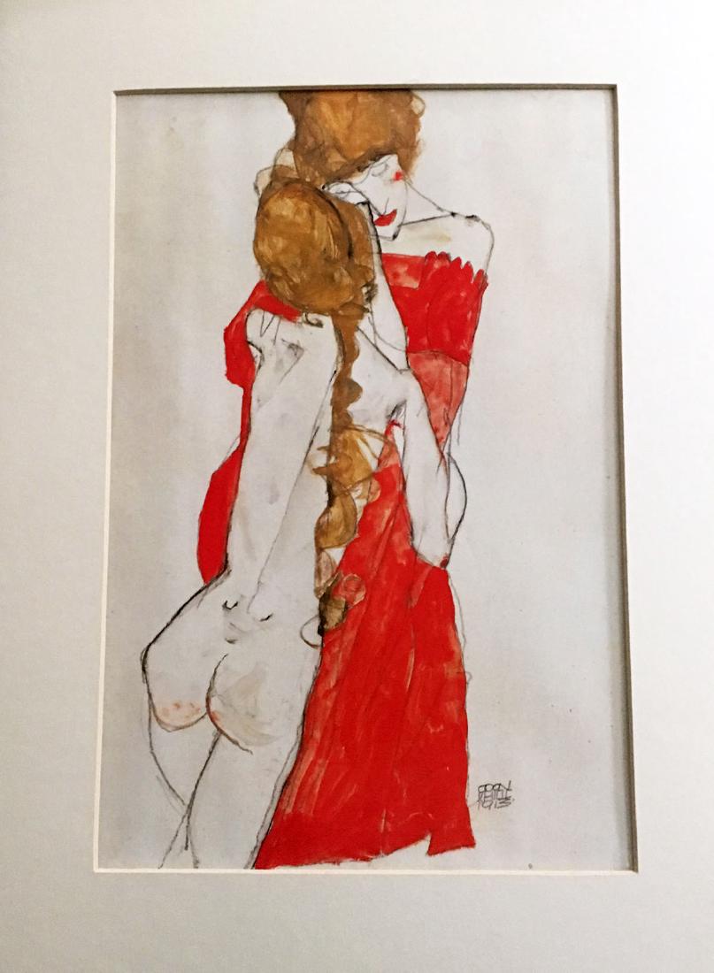 Egon Schiele (Egon), two portfolios, with 12 prints in: Blatter aus privatbesitz - Teil 1/2 - Two Volumes. Graz: Akademische Druck- und Verlagsanstalt, 1986. Two large portfolio with a total of 12 prints in color, facsimiles after the original paintings, e