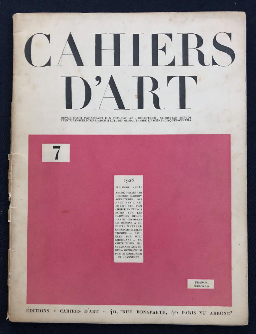 Cahiers dâ€™Art N.7, 1928: Revue Cahiers dâ€™art Paris 1928 â€“ Troisieme Annee. This number contains several essay in French: Andre Derain by Georges Gabory, Sculptures des paintres dâ€™aujourdâ€™hui by Zer