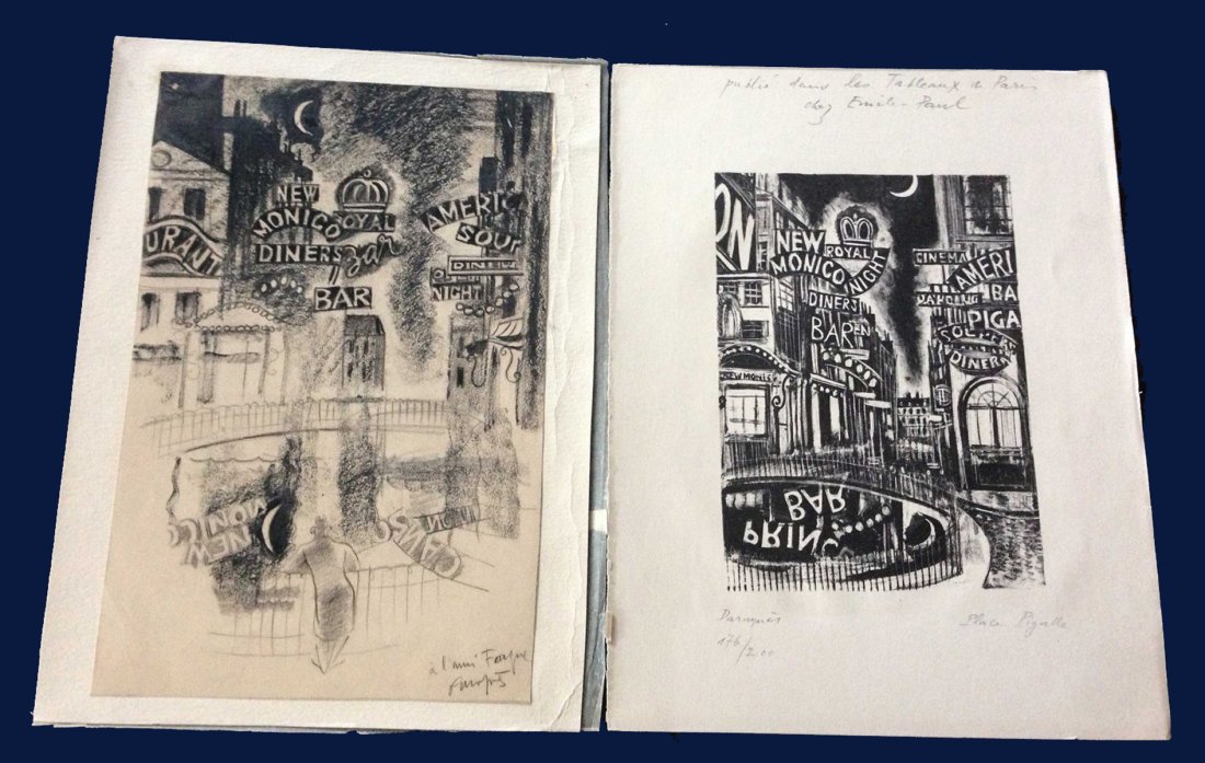 Tableaux de Paris, 1927, with 20 prints and drawing: Tableaux de Paris, with original prints by Bonnard, Foujita, Laurencin, Matisse, Rouault, Utrillo, Van Dongen, Vlaminck, and others. Paris, Editions Emile-Paul Freres., 1927. Edition limited to 225 co