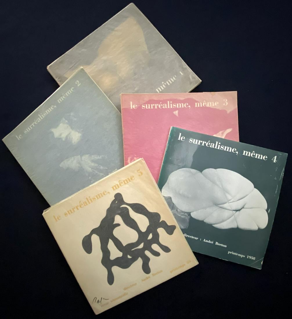 Le Surrealisme, meme. Nos. 1-5 1956-58: Quarterly publication directed by Andre Breton. Publisher Jean Jacques Pauvert, Paris 1956 to 1958 N 1,2,3,4,5. Covers by Marcel Duchamp, Pierre Molinier, Gabriel Max, Hans Bellmer, Hans Arp. Texts an