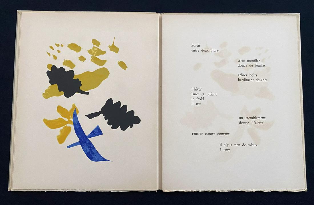 MARIETTE DANS L'ATELIER OU LA MEILLEURE PART. Braque.: George Braque, Pierre Andre Benoit. Ales : PAB (P. A. Benoit) Printed by Fernand Mourlot, Paris, 1962. Folio in creamy Arches wove paper, with one original lithograph in color by Braque, signed in ver
