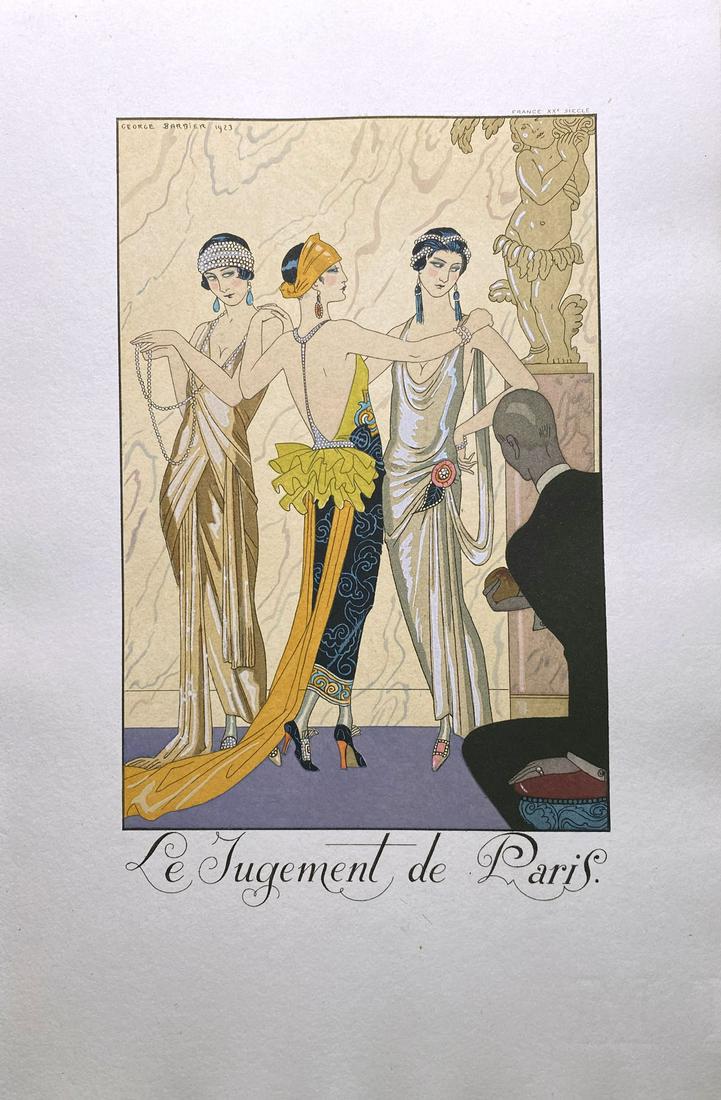 Falbalas et Fanfreluches. G. Barbier. 4 Publications: Falbalas et Fanfreluches, Almanach des Modes presents, passees et futures. 4 publications of fashion almanac from 1922 to 1925. Illustrated by George Barbier pochoirs. The lot includes the following p