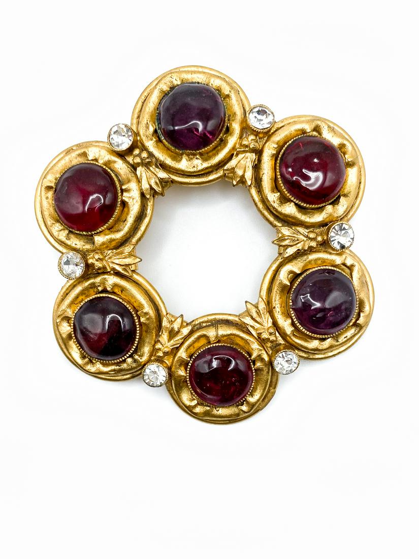 Chanel Brooch. Signed. Gripoix Glass and Rhinestones (1 of 2)