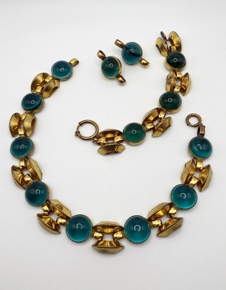 Elsa Schiaparelli. Signed Set, Necklace Bracelet and (1 of 3)