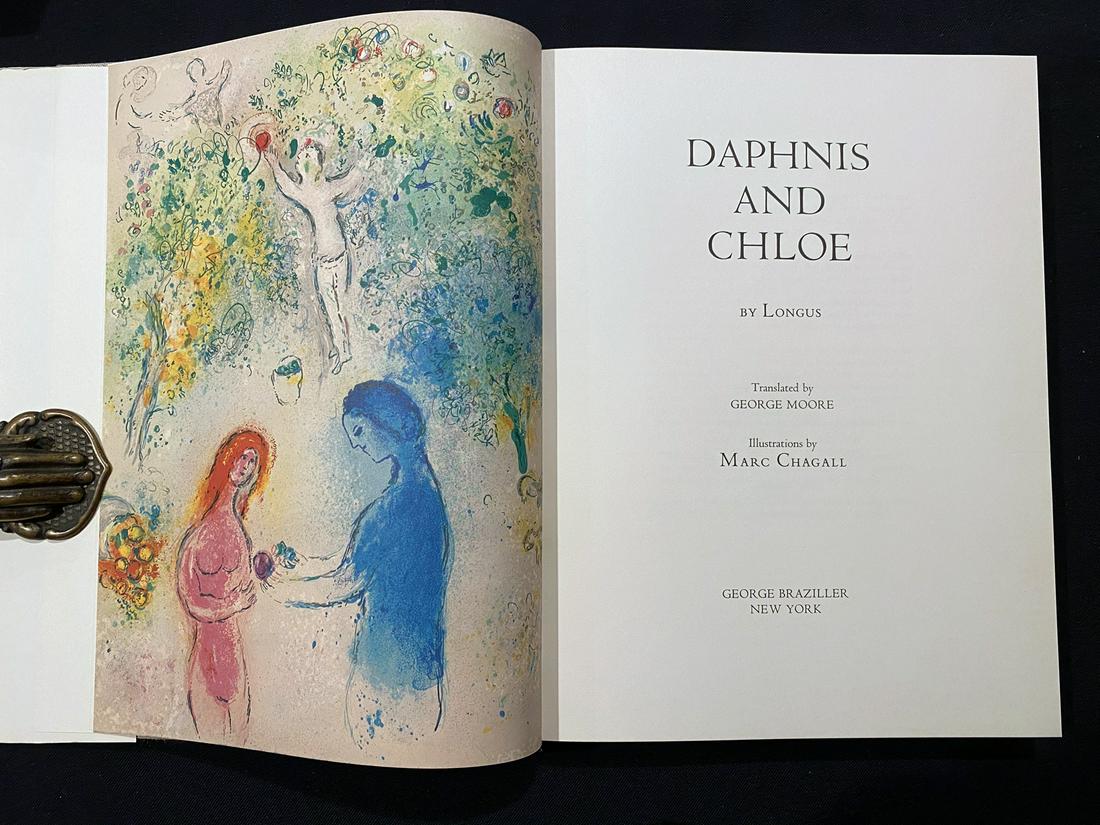 Longus. Daphnis and Chloe illustrated by Marc Chagall 1977: Longus translates by George More, illustrated by Chagall. George Braziller New York, 1977. Complete book of the tale of Daphnis and Chloe illustrated by Chagall, the illustration are the lithographic