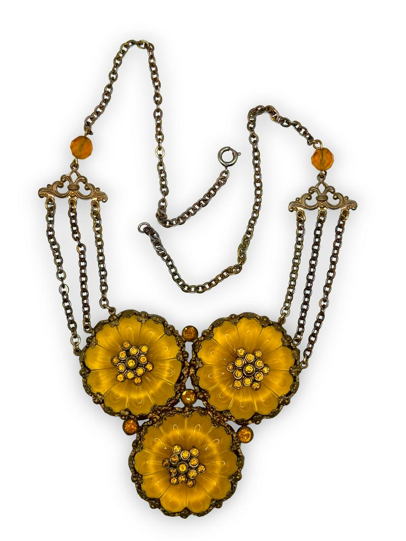 Golden Glass Flower Necklace (1 of 1)