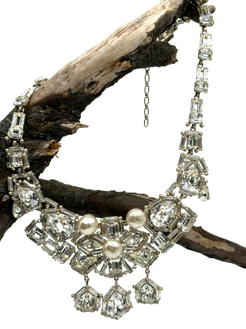 French Necklace with Faux Pearls and Diamonds (1 of 2)