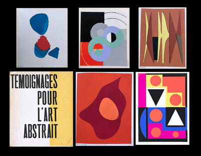 Temoignages pour L Art Abstrait 1952. 30 prints by Magnelli, Arp, Poliakoff, Vasarelli...: Paris: Editions Art d'Aujourd'hui, 1952 Julien Alvard and R.V. Gindertael. Foreword by Leon Degand. Illustrated with 30 prints out of text by Alberto Magnelli, Jean Arp, Andre Bloc, S. Bozzolini, Chap