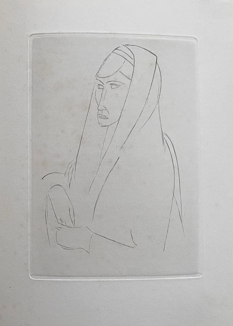 Andre Derain Etching. 1947. One of 380 copies.: Untitled. Etching by Andre Derain. One of 380 copies on Lana paper. Part of the influential Du Cubisme album. Some Foxing. Plate: 5 x 7in; Paper: 8 x 10in