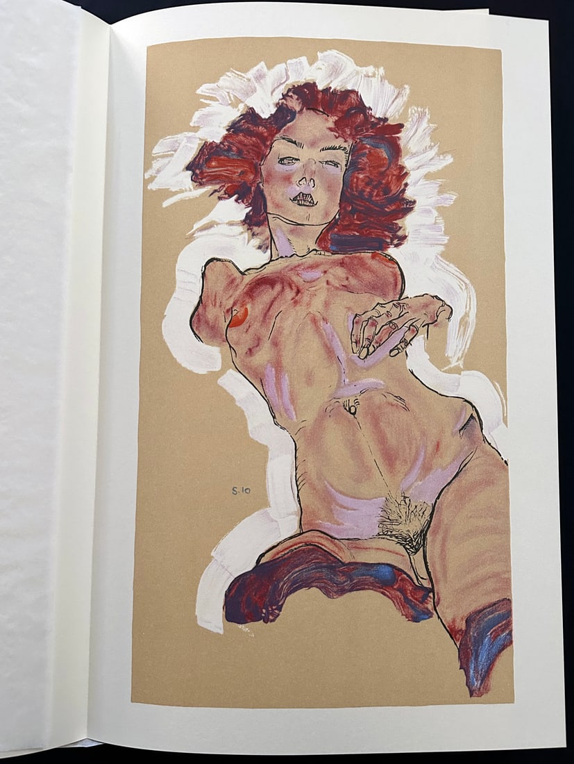 Schiele. Erotica. Portfolio with 20 lithographs: Edition Anthese 2007. Text by Jane Kallir. Portfolio with 20 color lithographs by Egon Schiele printed on Rives paper, limited in 200 numbered copies, loose as issued in the original orange cloth box.