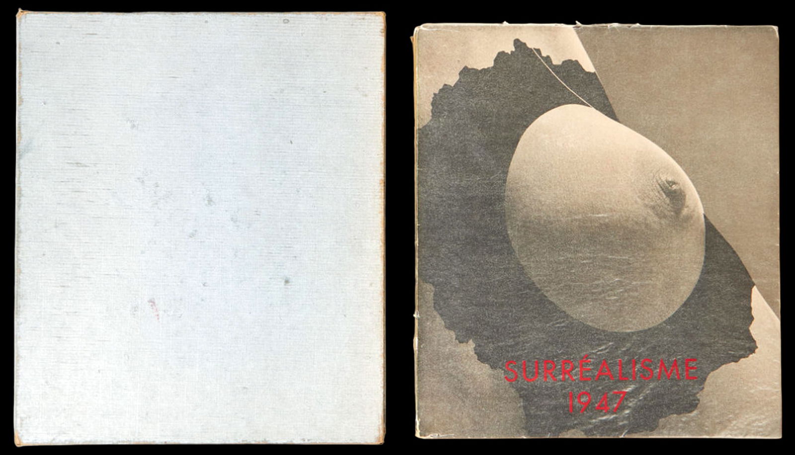 Le Surrealisme en 1947. Andre Breton & Marcel Duchamp. Exposition internationale du Surrealisme.: Paris, Maeght 1947. First edition of the rare catalog on Surrealism. Illustrated with 24 original prints, and with the photographic representation of a female breast on the cover as a substitute for t