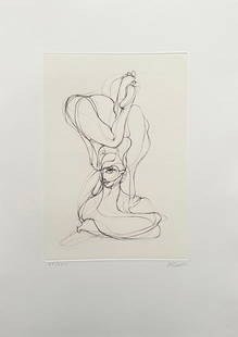 Hans Bellmer signed and numbered Etching. 1973, from the portfolio “Les Anagrammes du Corps: JE: tel est le nom: 1973. Etching by Hans Bellmer. Signed and numbered in pencil by the artist. From the surrealist portfolio “Les Anagrammes du Corps”. Limited to 100 copies on Arches paper.