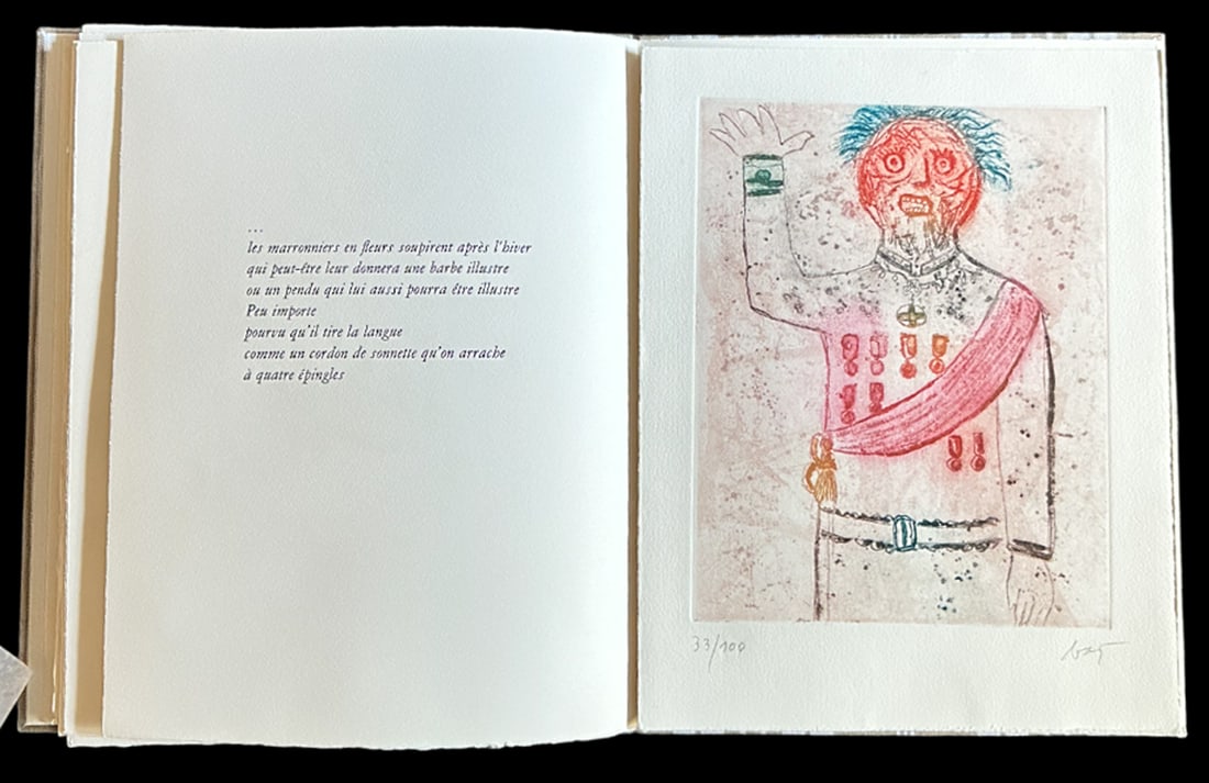 Dames et Generaux. With 10 etchings by Enrico Baj. 1964.: Berggruen & Schwarz. Paris & Milan. 1964. Illustrated by Enrico Baj, with poems by Benjamin Peret. With a text liminaire by Andre Breton and Marcel Duchamp false title, 10 etching with aqua forte sign