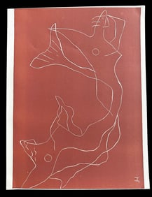 "Deux Sirenes". Linocut by Henri Laurens. 1959.