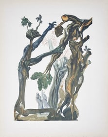 "The Forest of Suicides" Lithograph by Salvador Dali. From The Divine Comedy Portfolio.