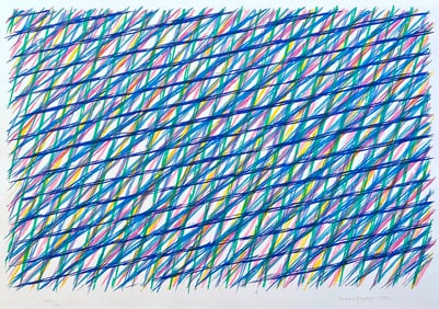Dorazio, Piero. Abstract Lines in blue. Silkscreen signed and numbered by the artist.
