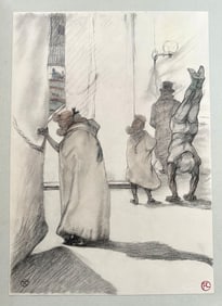 "Dans les coulisses - L’attente". Toulouse-Lautrec Au Cirque Print. 1930. One of 200 copies.