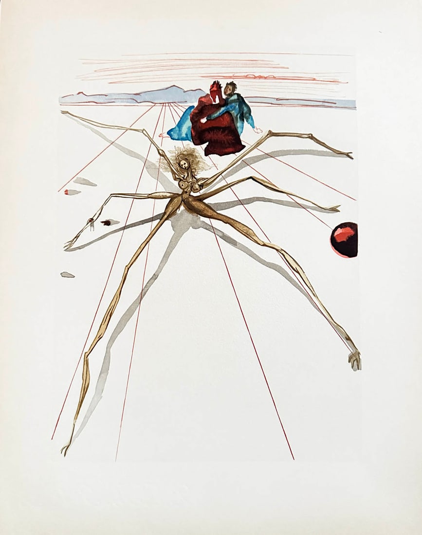 "Leaving the Terrace of Anger" Woodcut by Salvador Dali. From The Divine Comedy portfolio. (1 of 2)