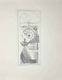 Marcel Duchamp Etching. 1947: Coffee Grinder. 1947. Etching by Macel Duchamp. This print was made for the influential album Du Cubisme and was etched after the same-titled oil painting he had made in 1911 for his brother. Signed i