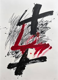 Tapies signed/numbered Lithograph. 1972,  from the portfolio Mois Mondial Du Coeur, one of 75 copies