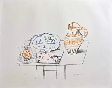 Saul Steinberg signed and numb. Lithograph. 1972,  from the portfolio Mois Mondial Du Coeur
