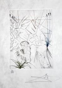 Signed and numbered drypoint by Salvador Dali, 1968, from Shakespeare's Much Ado About Nothing