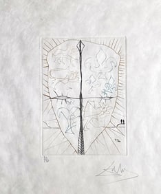 Signed and numbered drypoint by Salvador Dali, 1968, from Shakespeare's Much Ado About Nothing.