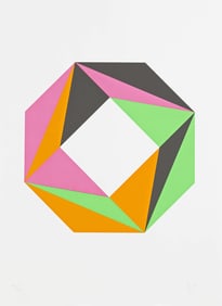 Max Bill. Silkscreen signed/numbered, from the Against torture portfolio. 1993, one of 150 copies