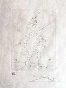 Signed and numbered drypoint by Salvador Dali, 1968, from Shakespeare's Much Ado About Nothing.