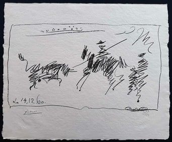 Toros. Portfolio with 15 pochoirs + one Signed and Numbered Lithograph by Picasso. 1960.