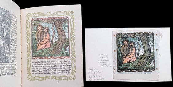 The Queen of the Fishes. 1894, With 12 woodcuts by Lucien Pissarro + 2 extra prints, Rust dedication