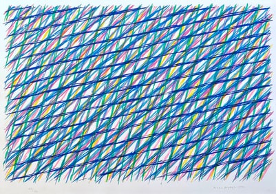 Dorazio, Piero. Abstract Lines in blue. Silkscreen signed and numbered by the artist.
