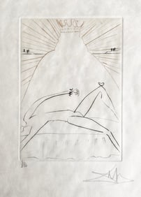 Signed and numbered drypoint by Salvador Dali, 1968, from Shakespeare's Much Ado About Nothing