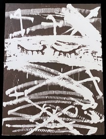 Antoni Tapies. Woodcut signed/numbered, from the Against torture portfolio. 1993, one of 150 copies