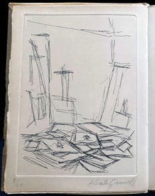 Le Moteur Blanc. With a signed and numbered etching by Giacometti, 1956, one of 50 copies