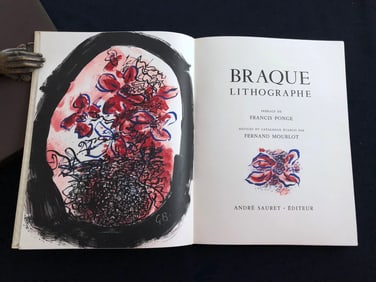 Braque lithographe. With 3 lithographs. Mourlot Fernand. Monte Carlo, Andre Sauret, 1963.