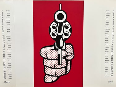 Banner. Calendar for 1969. Prints by Dine Indiana Warhol Lichtenstein Wesselman Dine Krushenick.