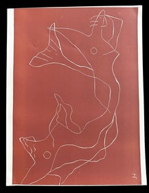 Deux Sirenes. Linocut by Henri Laurens. 1959
