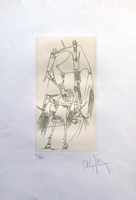 Wilfredo Lam signed and numbered Etching. 1966. One of 25 copies.