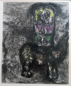 Marc Chagall. Le Rat et l’Eléphant. Etching with watercolor